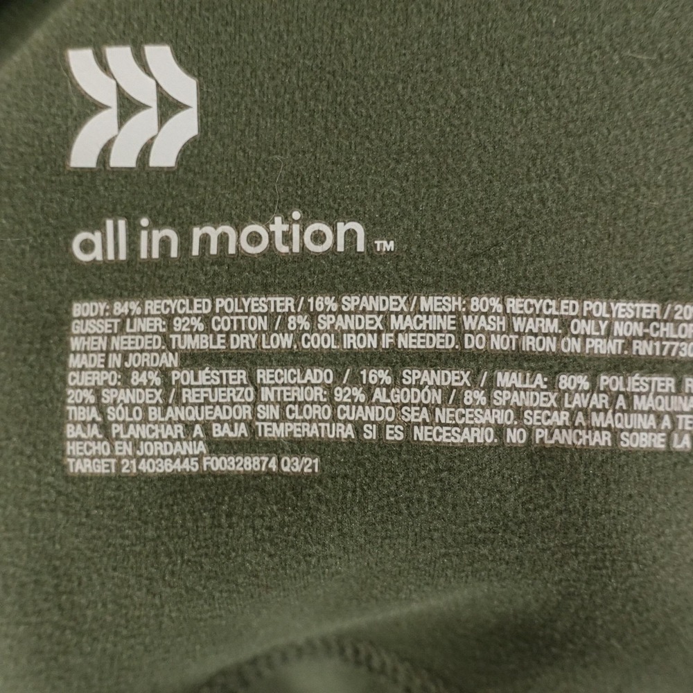 All In Motion Leggings Womens XXL Green Ankle High Rise Pockets Zip Pocket - Picture 10 of 11